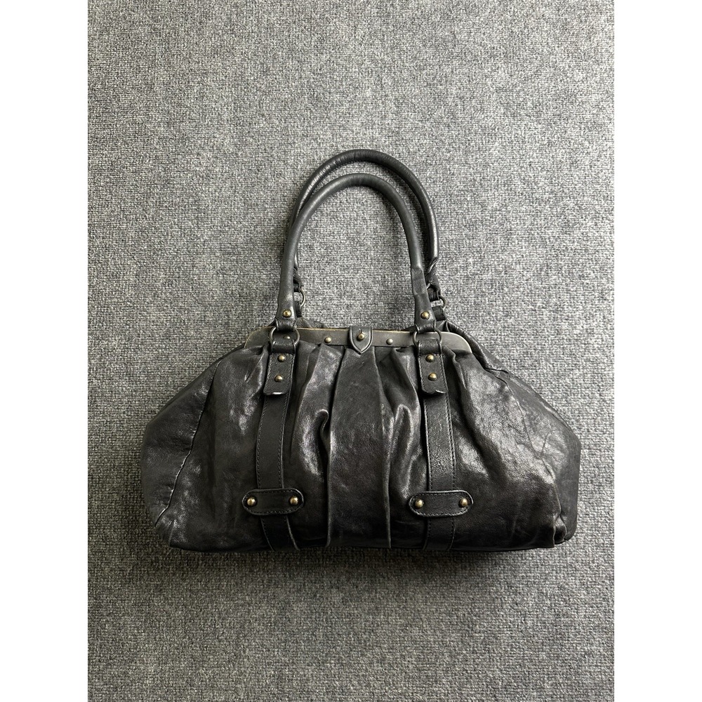 Womens 2000s AllSaints Jack Place Black Leather Handbag, Size One Size